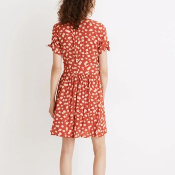 Madewell Button-Front Tie-Sleeve Retro Dress in Happy Hibiscus Petite 12 - Picture 2 of 12